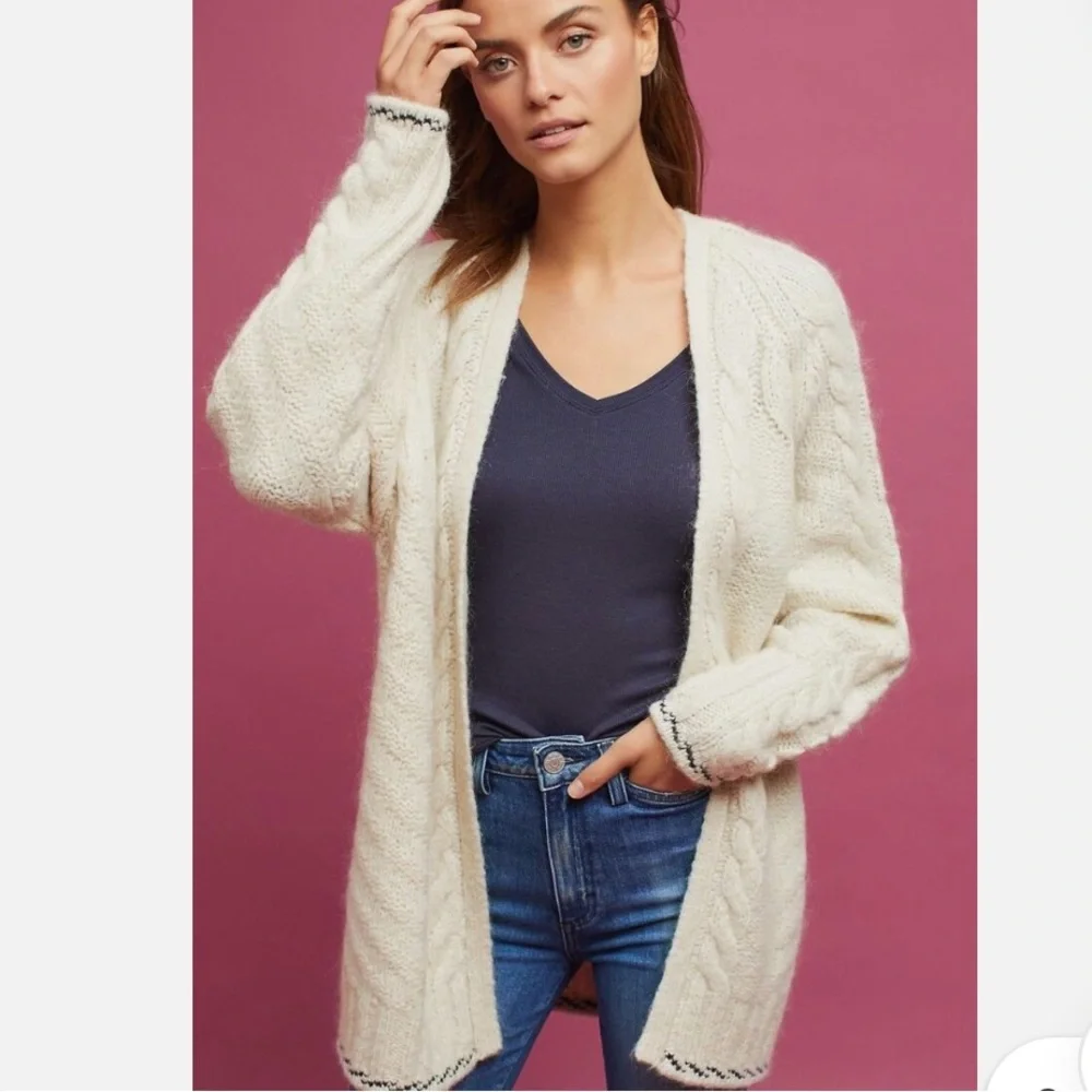 NWOT Anthropologie Moth Arlberg Mohair/Wool Cardigan Sweater Size M Z235-20